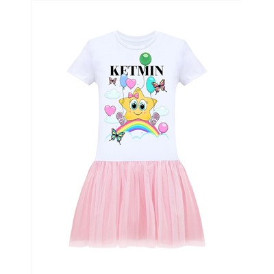 Платье для девочки KETMIN STAR MINI Light цв.Белый/Розовый с сеткой